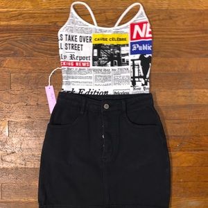 NWT Forever 21 Newspaper Bodysuit